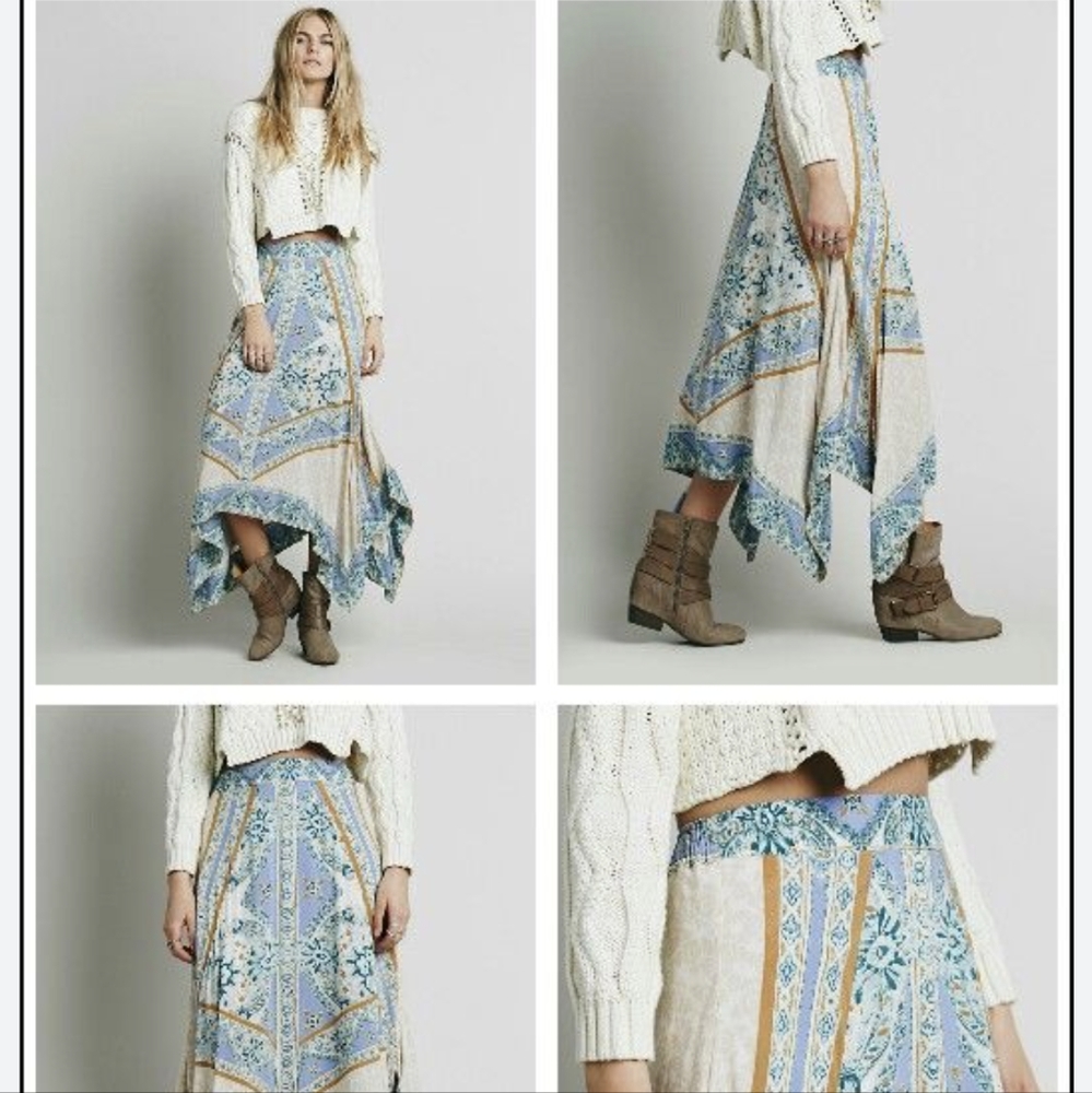 Free People Traveler handkerchief maxi skirt size Small
